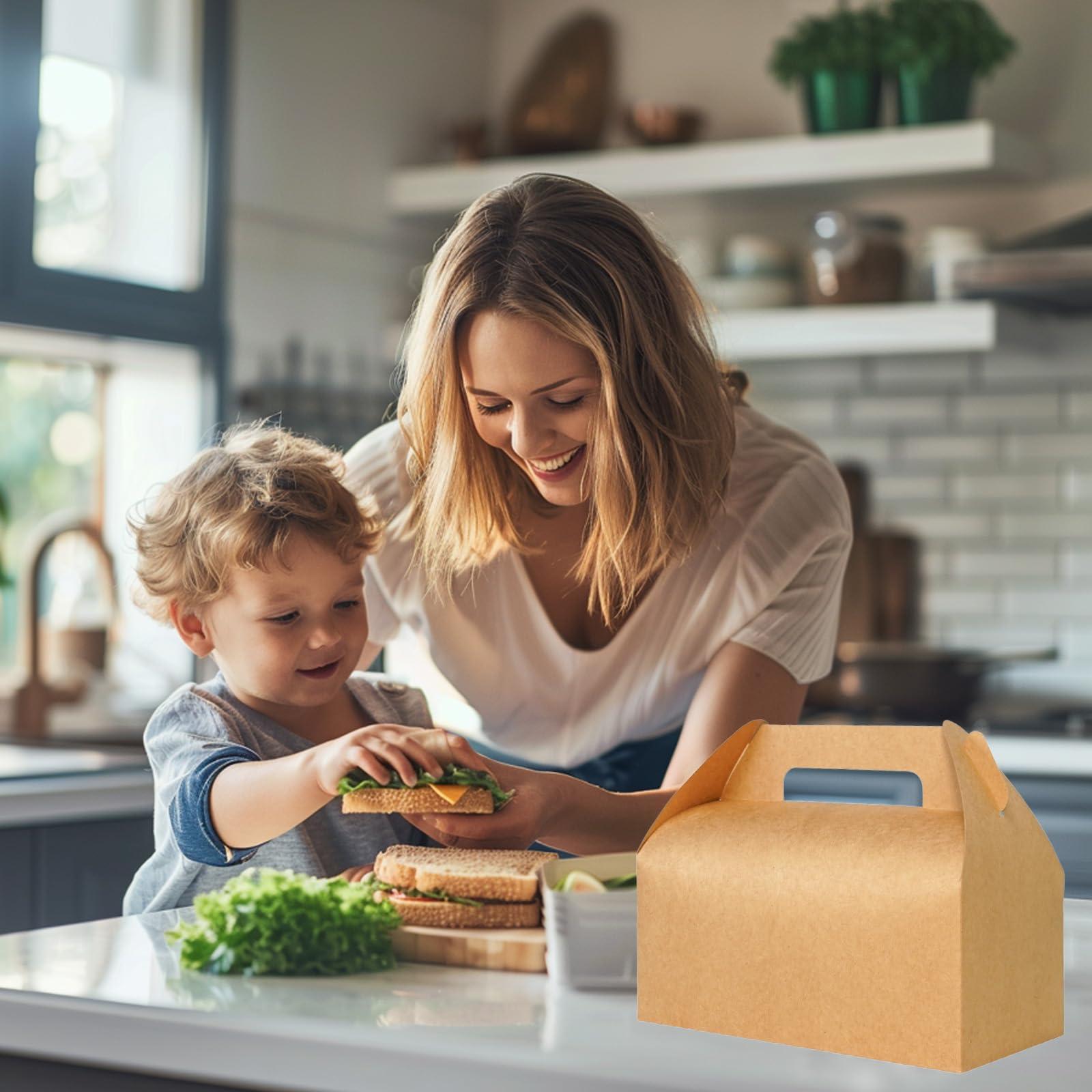 UnicoPak UnicoPak 30 Pcs 9x6x6 Large Gable Boxes Gift Boxes with Handles Food-grade Bakery Boxes Treat Boxes Paper Lunch Boxes To Go for Birthday Wedding Party Favors Picnic Business Christmas