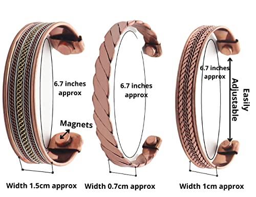 Coppervast Set of 5 Copper Bracelets for Women & Men | Powerful Magnets Effective and Natural Relief