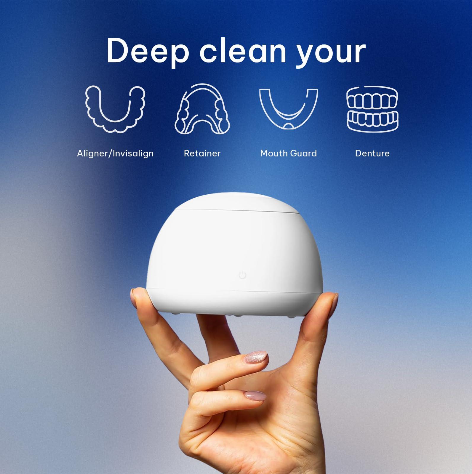 Zima Dental Zima Dental Pod | Arctic White | Ultrasonic Retainer Cleaner Machine | Aligner, Nightguard, Mouth Guard, Denture Cleaner | Oral Dental Care FSA HSA Approved