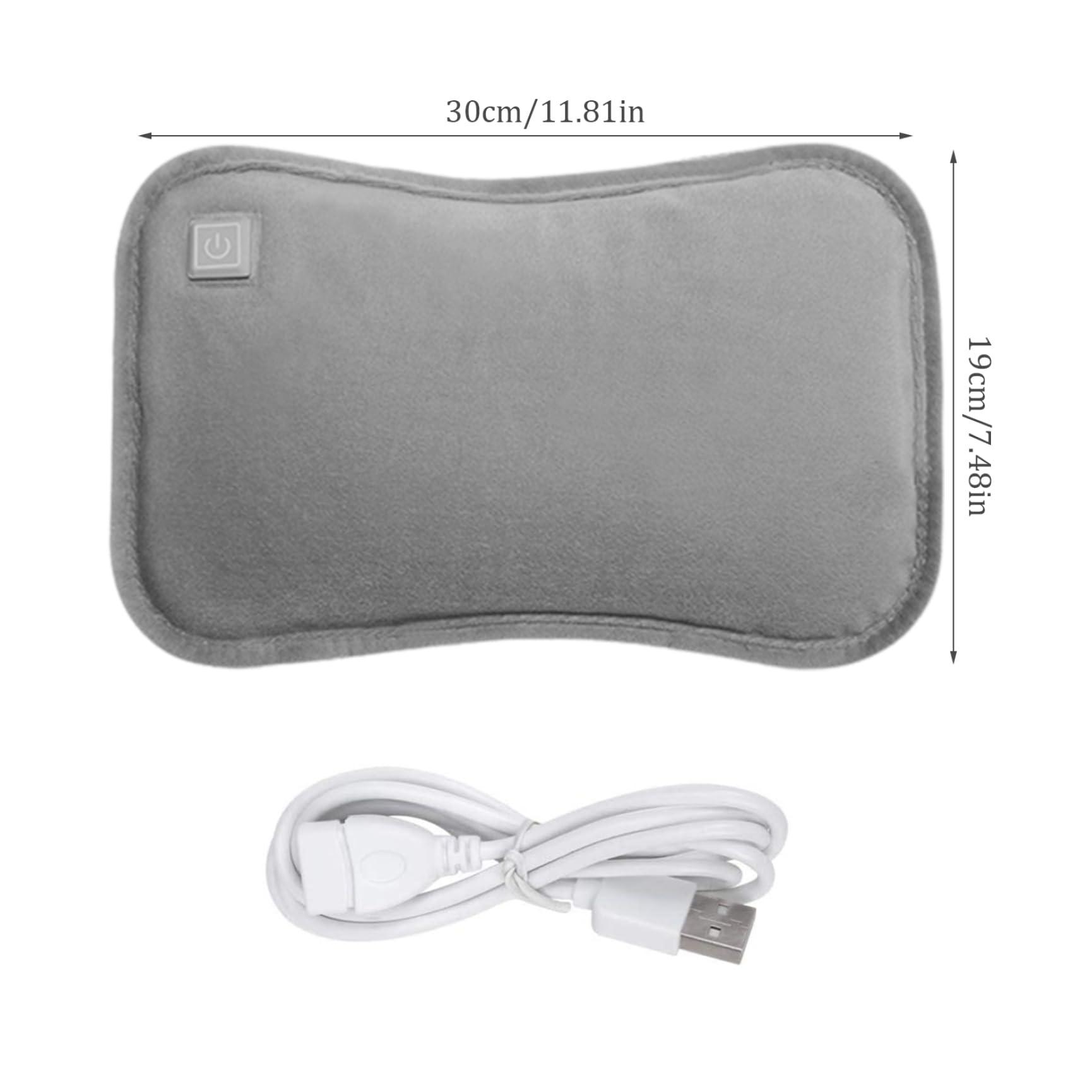 Generic Hot Water Bottles, Electric Hot Water Bottle with Flannel Cover 3 Heat Settings Foldable USB Rechargeable Hot Water Bag Washable Bed Warmer Automatic Power-Off