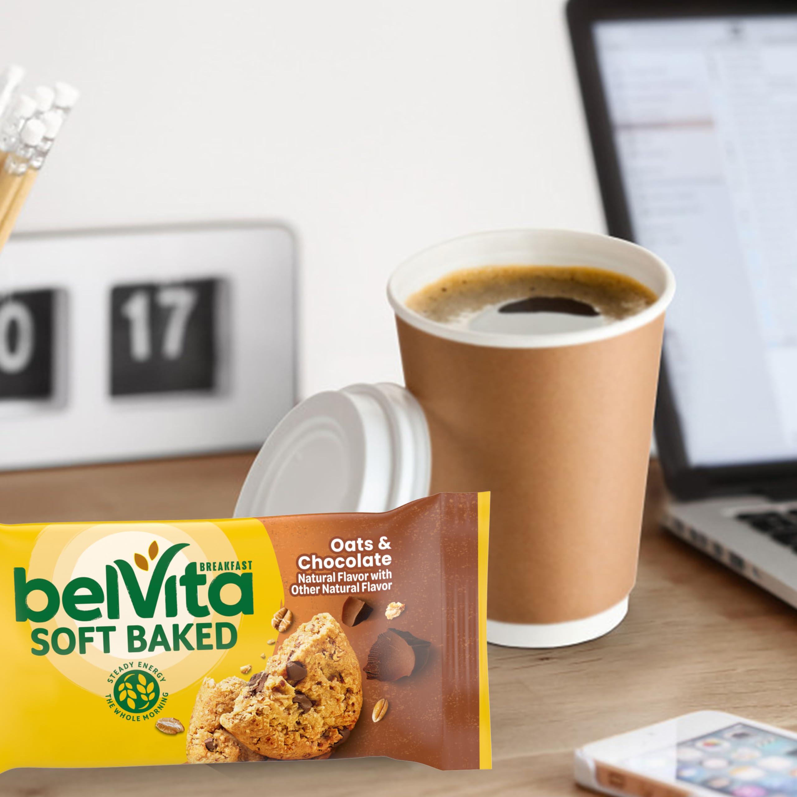 Belvita belVita Soft Baked Oats & Chocolate Breakfast Biscuits, Chewy Breakfast Bars, 6 Boxes of 5 Packs (1 Biscuit Per Pack)