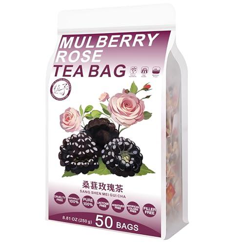 Plant Gift Plant Gift 50 Cups Mulberry Rose Tea Bag ( SANG SHEN MEI GUI CHA) 8.81oz (5g*50bags/250g) Poria cocos, Lily Natural Mixed Herbal Combination of Floral Tea