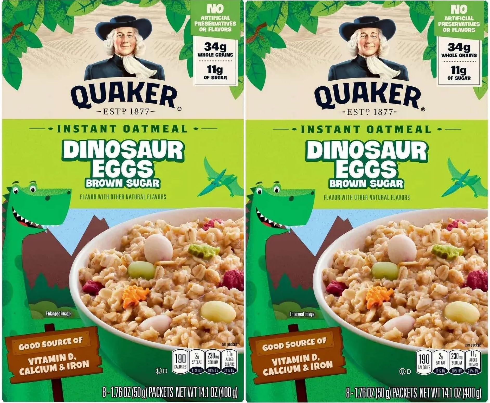 Quaker Quaker Dinosaur Eggs! Brown Sugar Instant Oatmeal, 8 Servings, 14.1 oz Box (2.