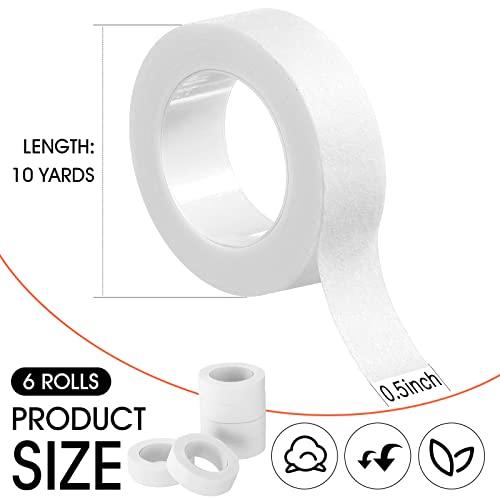 Nuanchu 6 Rolls Flexible Skin Tape Breathable Nose Tape Self Adhesive Gauze Tape for Wound Injuries Swelling Sports, 0.5 Inch x 10 Yards (White)