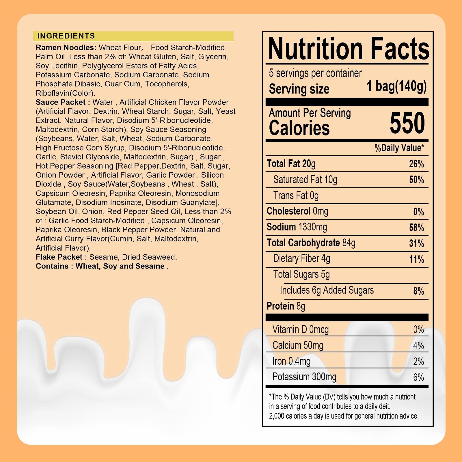 Samyang Samyang Buldak Hot Chicken Spicy Ramen Korea Instant Packaged Noodles,Carbonara,4.58 oz,5 Pack