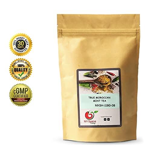 NY Spice Shop NY Spice Shop Moroccan Mint Tea - Herbal Tea Loose Leaf - Premium Mint Green Tea - Brews 100 Cups - Naturally Flavored Morracan Tea Blend Pure Bulk Morracan Chai 8 Ounce