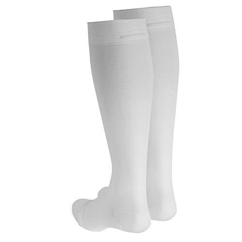 Truform Truform 20-30 mmHg Compression Stocking for Men and Women, Knee High Length, Open Toe, White, Small