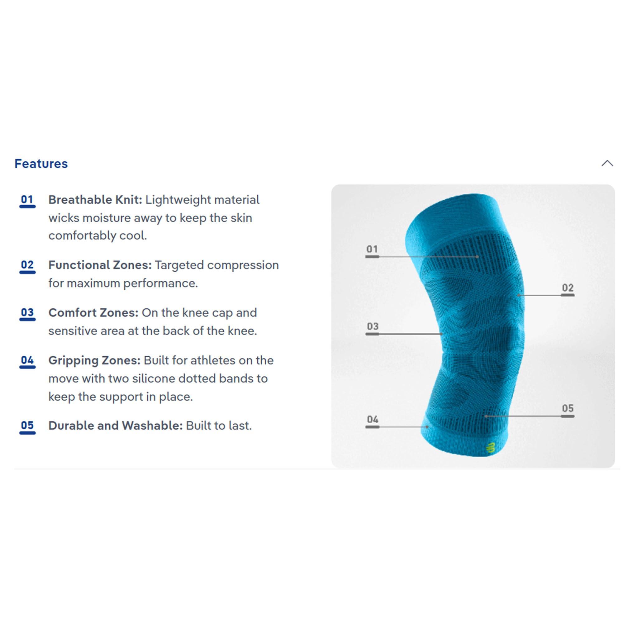 Bauerfeind Bauerfeind Sports Compression Knee Support - Lightweight Design with Gripping Zones for Knee Pain Relief & Performance, Rivera, Size XL
