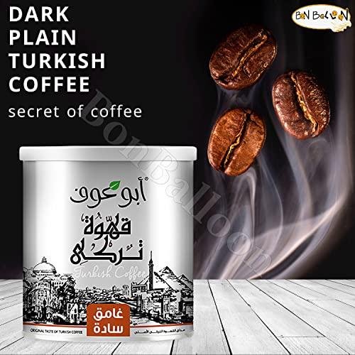 Abu Auf Abu Auf AbuAuf Oriental Original Turkish Coffee Cafe Arabic Arabian Arabica Ground Roasted Mud Coffee Plain Dark Roast (Plain Dark Roast 8.82 oz / 250 gm)