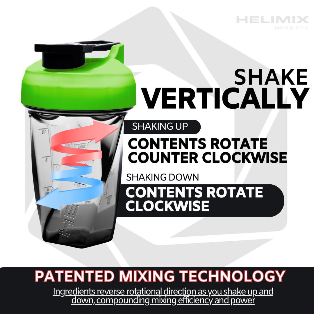HELIMIX HELIMIX 1.5 Vortex Blender Shaker Bottle Holds Upto 20oz | No Blending Ball or Whisk | USA Made | Portable Pre Workout Whey Protein Drink Shaker Cup | Mixes Cocktails Smoothies Shakes | Top Rack Safe