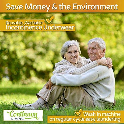 Continuon Continuon Washable Cotton Incontinence Underwear with Absorbent Pad for Women, Black, XX-Large