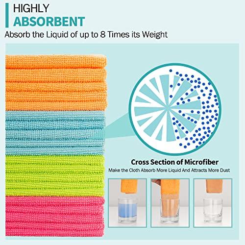 HOMERHYME HOMERHYME Microfiber Cleaning Cloth 12 Plus 20 Pack Cleaning Towels, 12\" x 12\" Dish Cloths, Lint Free Rag, Non-Abrasive Dusting Cloth, Washable, and Reusable