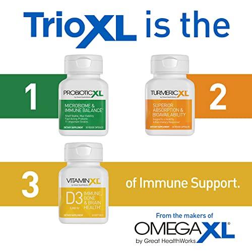 OmegaXL TrioXL - 3 Powerful Supplements That Promote a Strong Immune System, Includes TumericXL, VitaminXL D3 & ProbioticXL, Gluten-Free Immune Booster, 3-30 Count