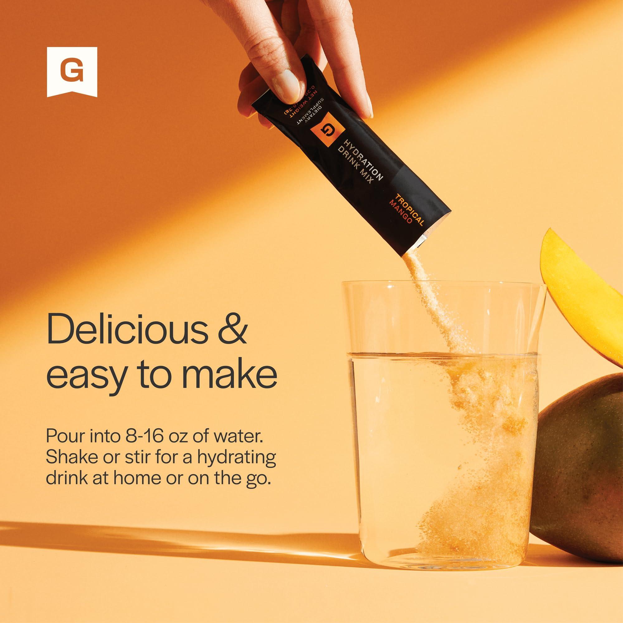 Gainful Gainful Hydration + Caffeine Powder Packets with Key Electrolytes Magnesium & Sodium + L Theanine, Low Sugar Drink Mix, Tropical Mango, 21 Sticks