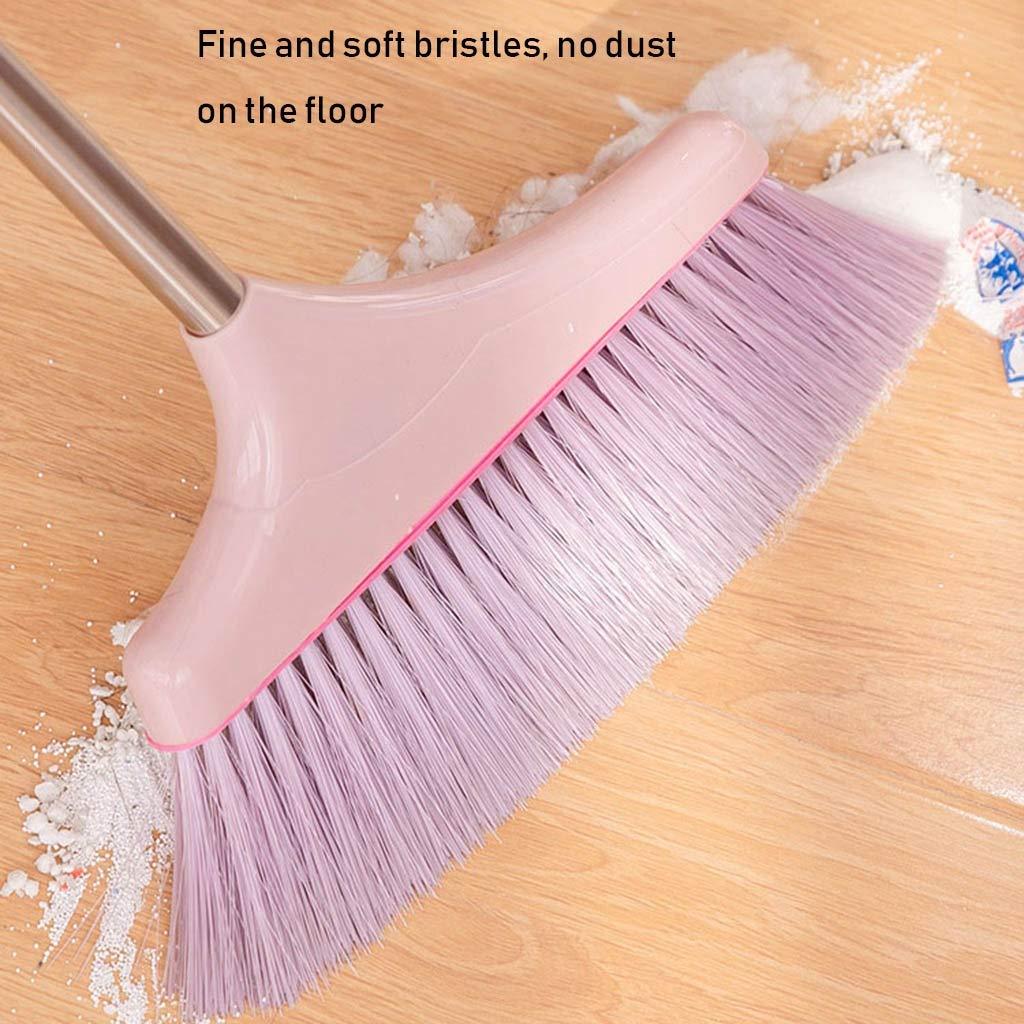 Brush with Bamboo brooms NLIAN- Long Handled Dustpan and Brush Set, 75 Bevel Stand Up Design Accommodates Any Hand Brush Best Dustpans for Home Lobby Shop Garage (Color : Pink)