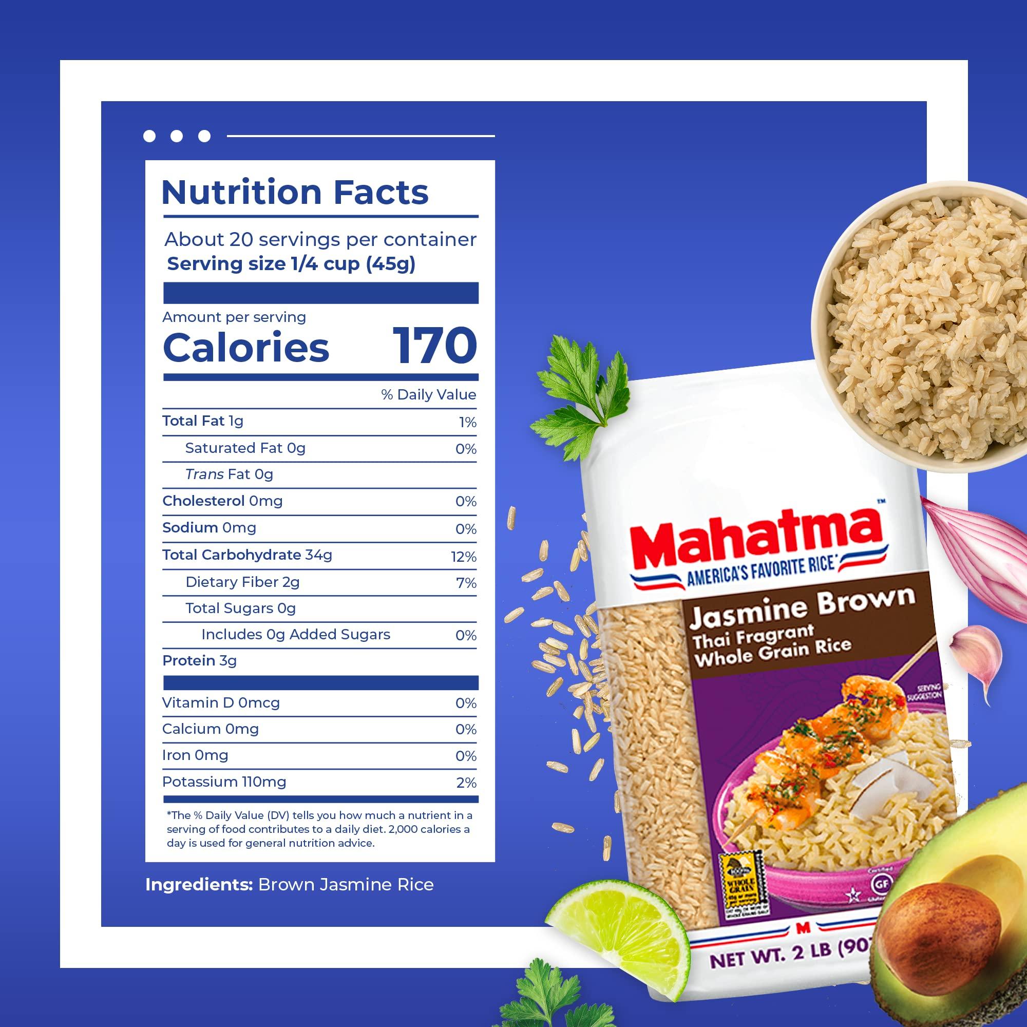 Mahatma Mahatma Brown Jasmine Rice Bag 32-Ounce, Brown Thai Jasmine Rice, Microwave Rice in 20 Minutes or Cook on Stovetop in 30 Minutes