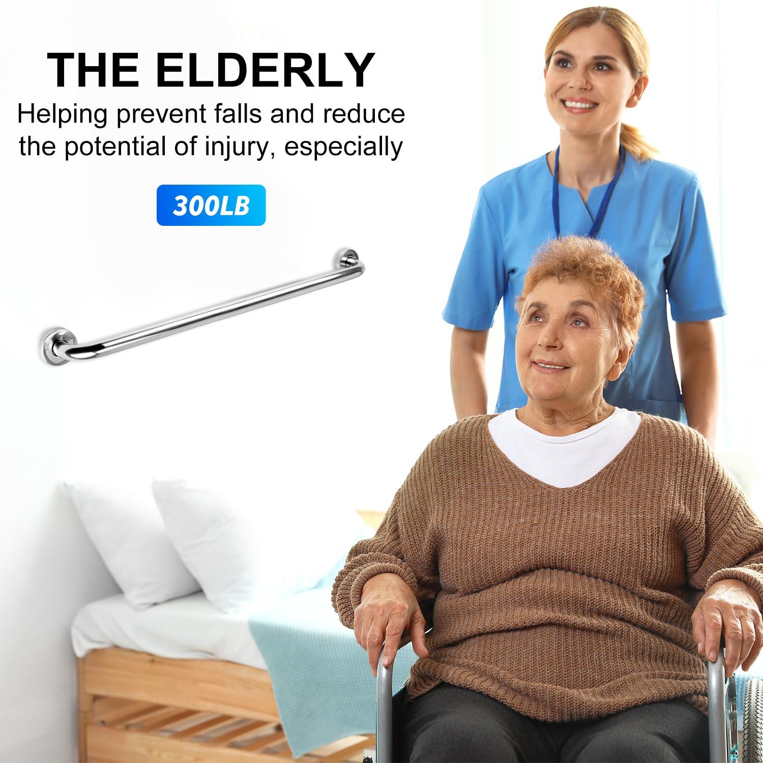 supregear supregear Bathroom Grab Bar, 24 inch 304 Stainless Steel Bathroom Safety Grab Bars Balance Grab Bar in Chrome for Bathtub Shower Toilet Kitchen Bedroom, Concealed Screw Wall Mounted