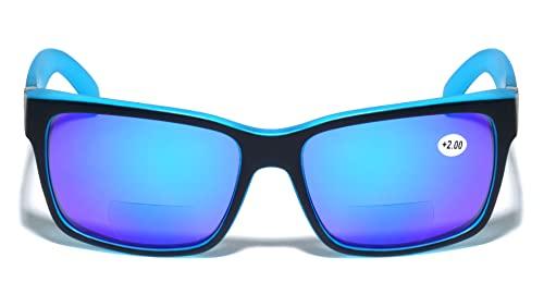 V.W.E. V.W.E. Men Large Bifocal Outdoor Sunglasses Reader 150mm Wide Reading Glasses (Blue Mirror, 1.75, multiplier_x)
