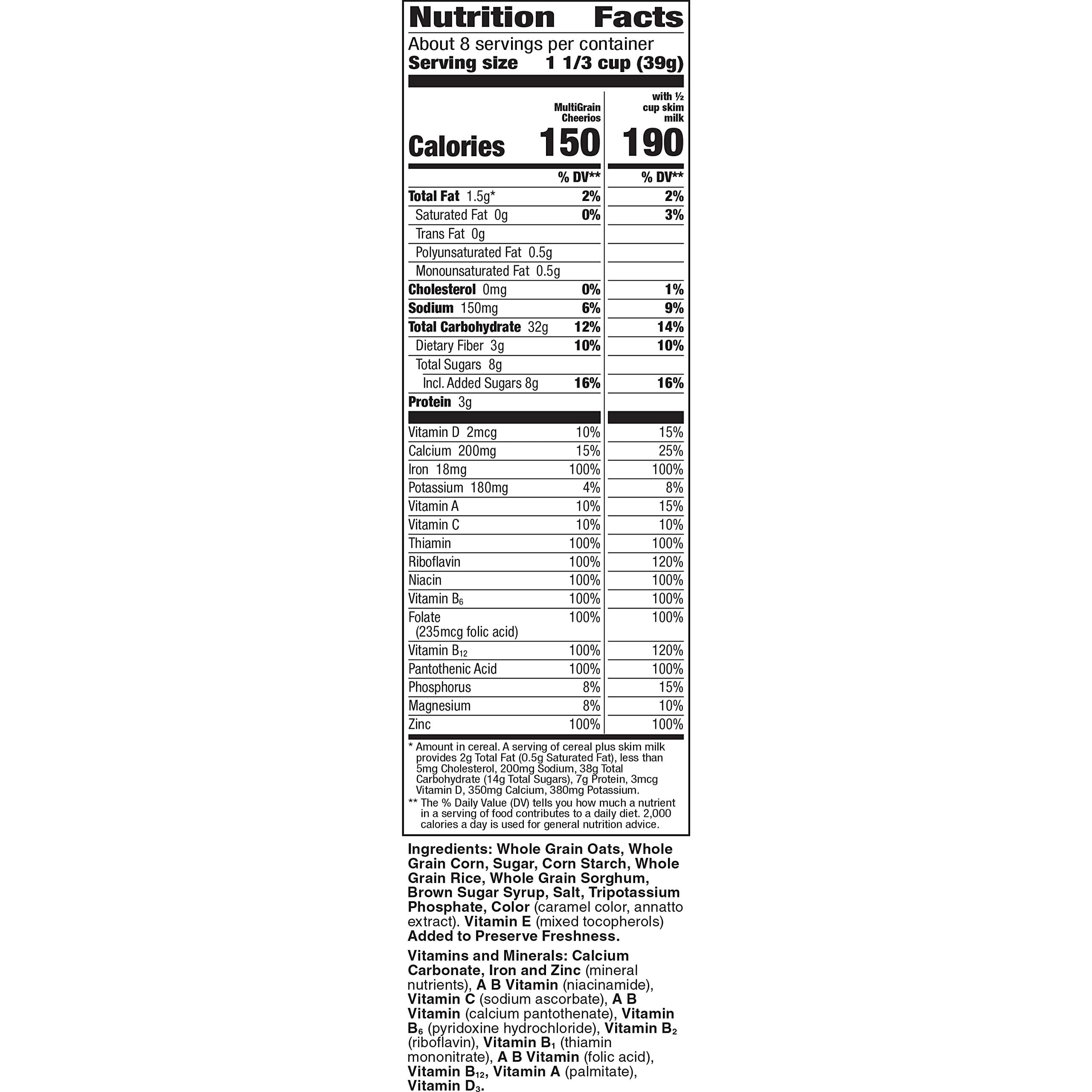 Cheerios Multi Grain Cheerios Heart Healthy Cereal, 12 OZ Large Size Cereal Box