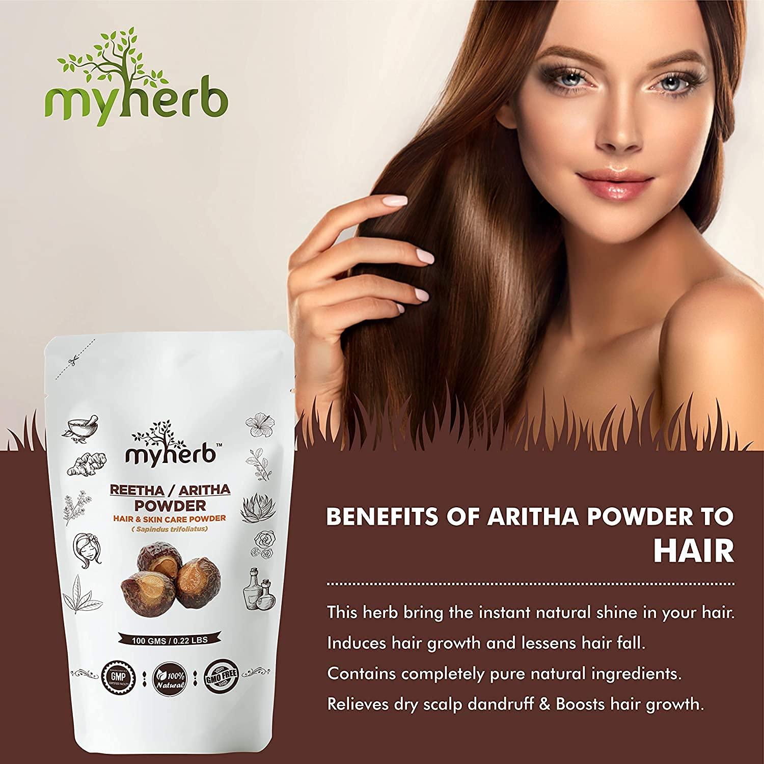 BuyAl BuyAl MYHERB Natural 100% Pure Organic Double Filtered Aritha/Reetha (Sapindus Trifoliatus) Powder || Ayurvedic Formula || For Face,Skin & Hair Care - 100 Gm