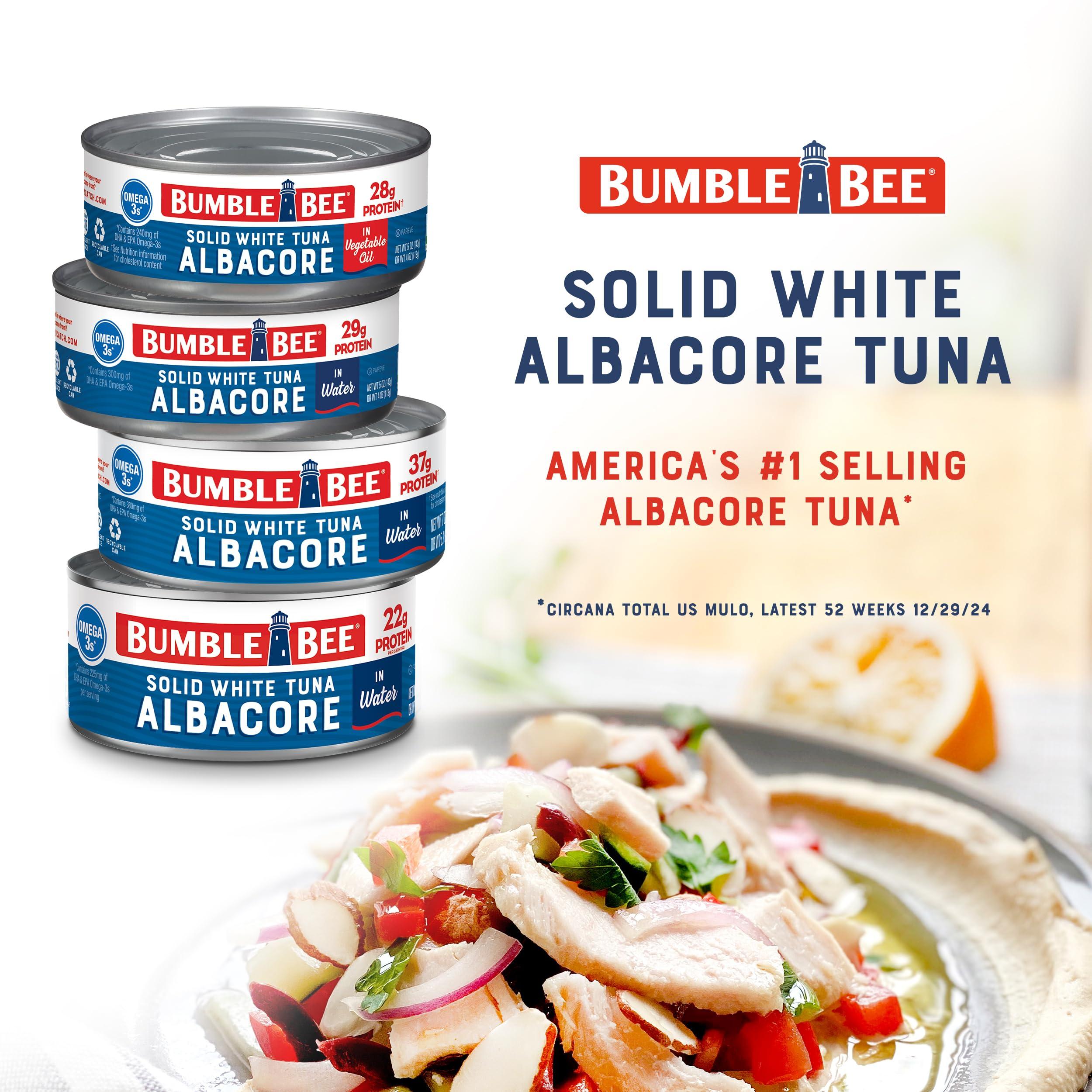 Bumble Bee Bumble Bee Solid White Albacore Tuna in Water, 12 oz Can (Pack of 12) - Wild Caught Tuna - 22g Protein per Serving, High in Omega-3s - Non-GMO Project Verified, Gluten Free, Kosher