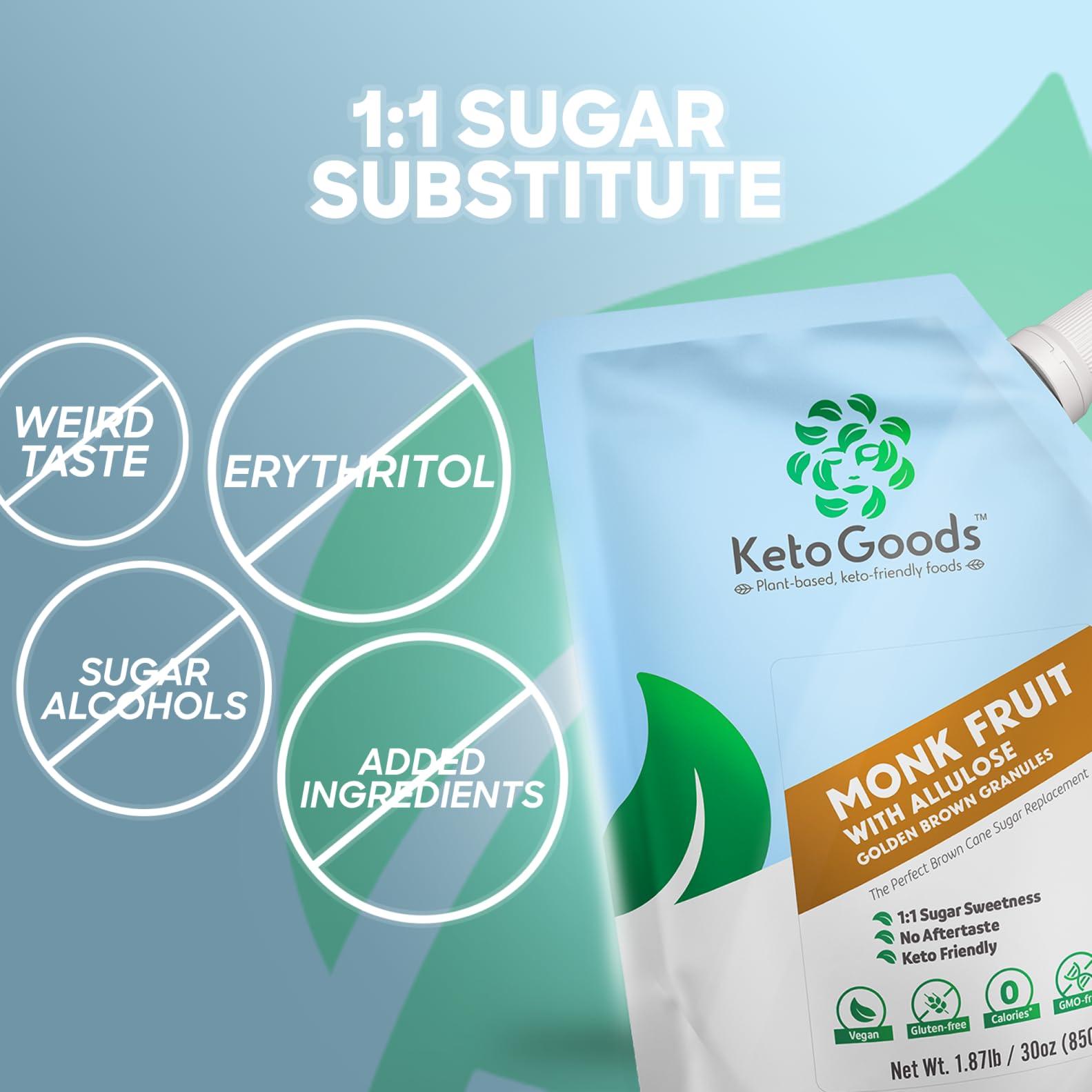 Keto Goods Monk fruit with allulose - baker\'s brown granules - perfect golden brown sugar replacement with 1:1 sugar sweetness - 1.87lbs (30oz/850g)