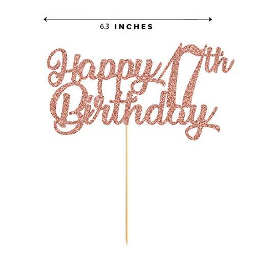 MAGJUCHE 17th Birthday Cake Topper, Rose Gold Glitter Cheers To 17 Years Party Decoration, Supply