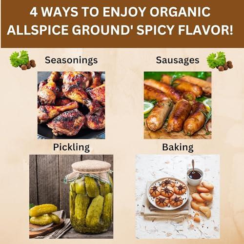 SPICY ORGANIC SPICY ORGANIC Pure Organic Allspice Ground 4 oz. - Certified USDA Organic - Allspice Seasoning for Baking, Marinades, Pickling, Stews, Sauces, and Beverages