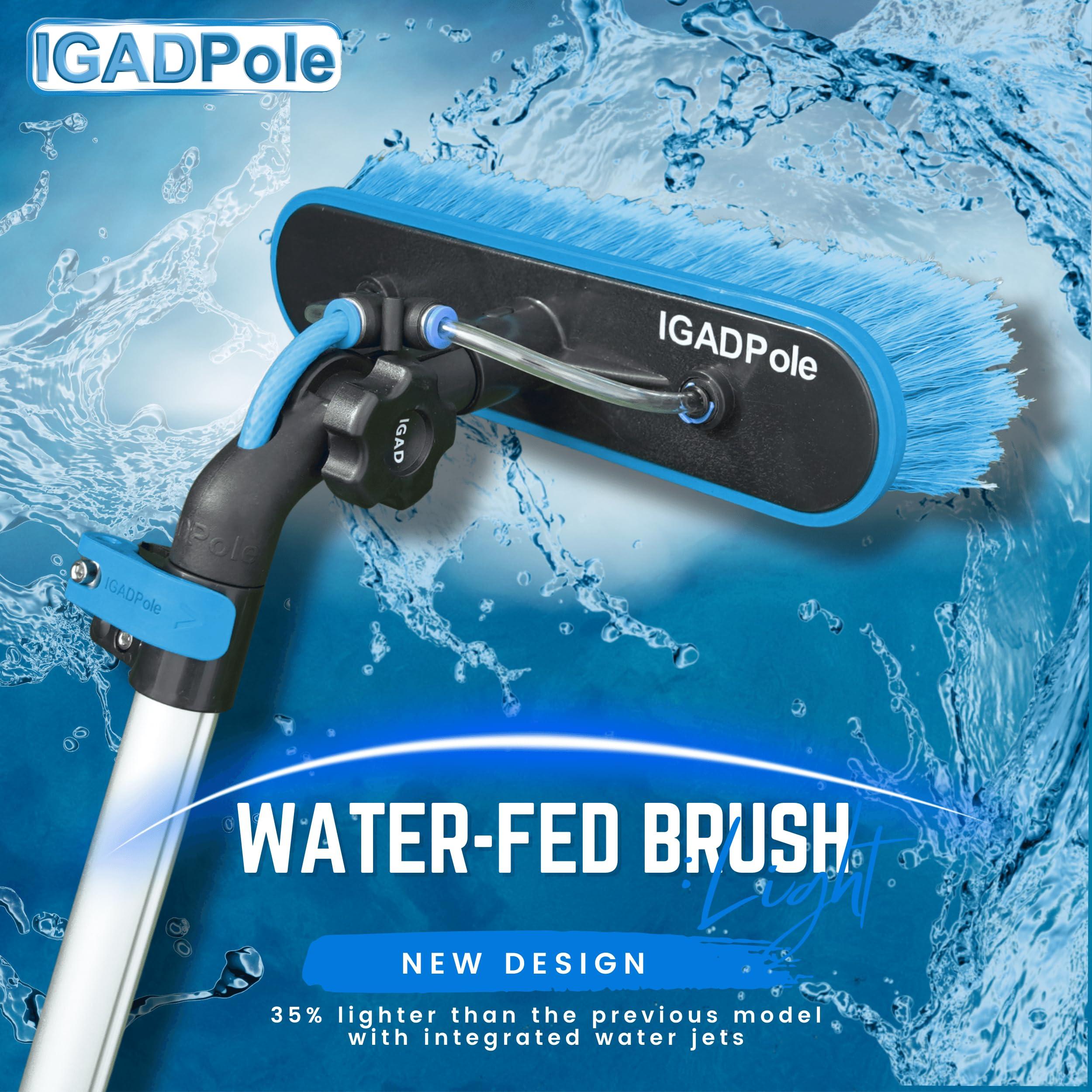 IGAD 23 ft IGADPole Washing Kit: Water-fed Brush, Cobweb Duster and 10(25cm) Squeegee and Soap Dispenser, with 4-Stage Telescoping Pole 5-17 Ft Pole