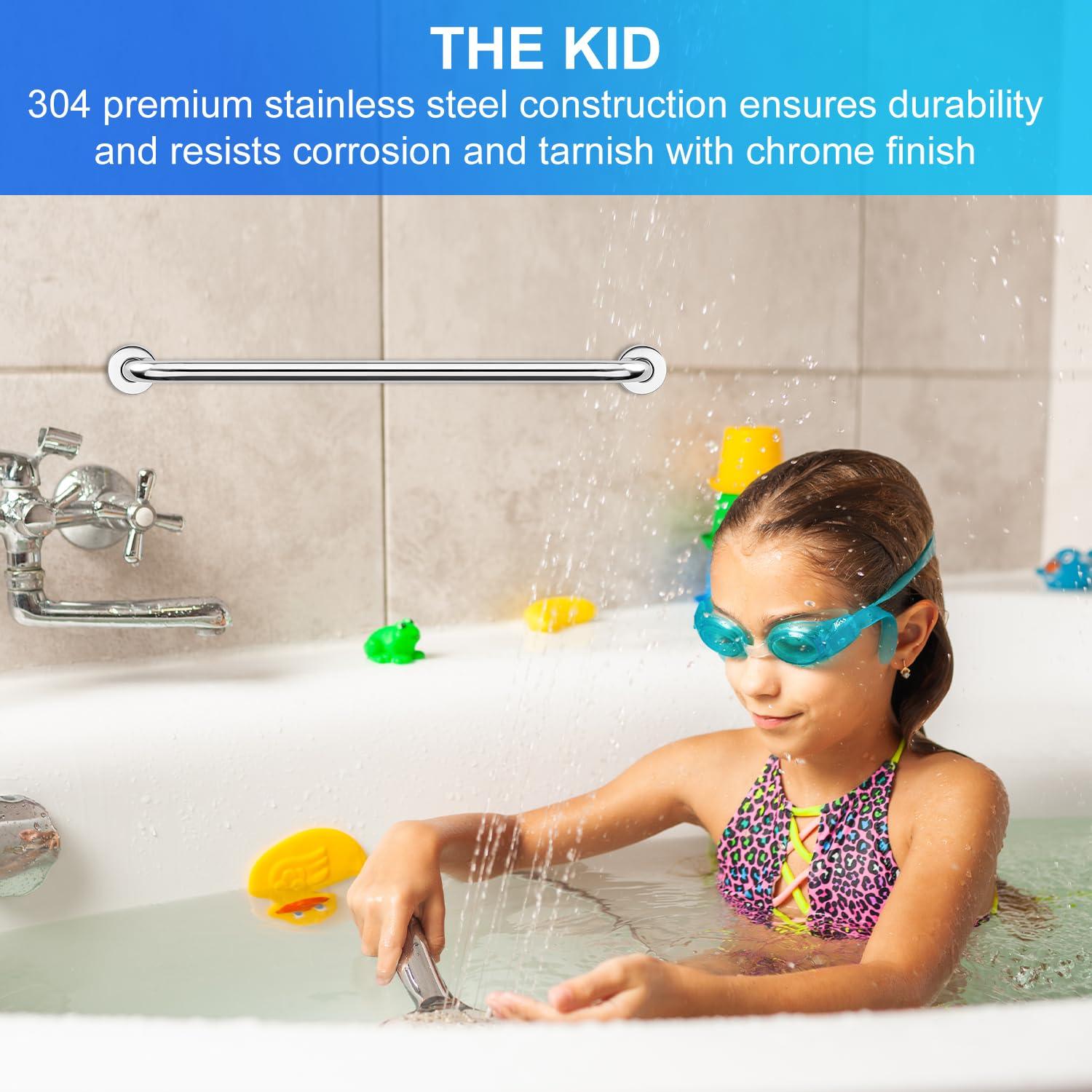 supregear supregear Bathroom Grab Bar, 24 inch 304 Stainless Steel Bathroom Safety Grab Bars Balance Grab Bar in Chrome for Bathtub Shower Toilet Kitchen Bedroom, Concealed Screw Wall Mounted