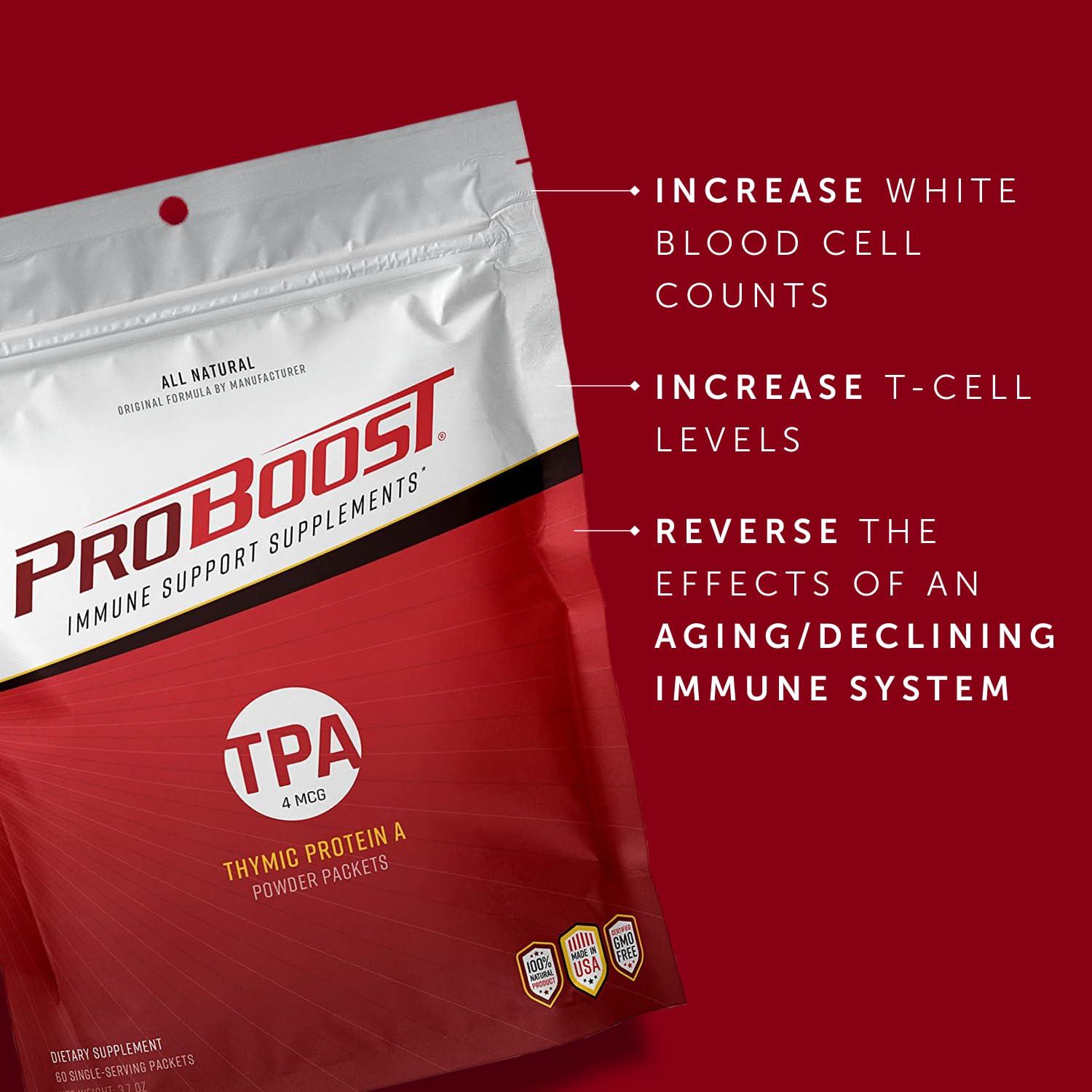 ProBoost ProBoost, 4 McG Thymic Protein A (TPA) Powder Packets - All Natural, Non-GMO, Immune Regulation and Support Supplement - 60 Packets, 4 McG TPA/Serving