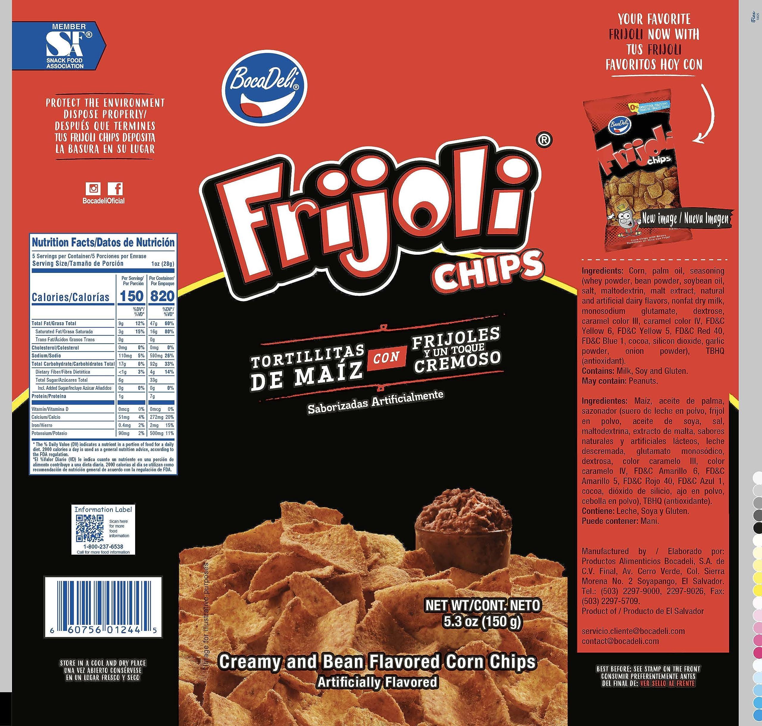 Bocadeli Bocadeli Frijoli Chips,5.29 oz, Bean Flavored Corn chips, Salvadoran Snacks (1 Pack)