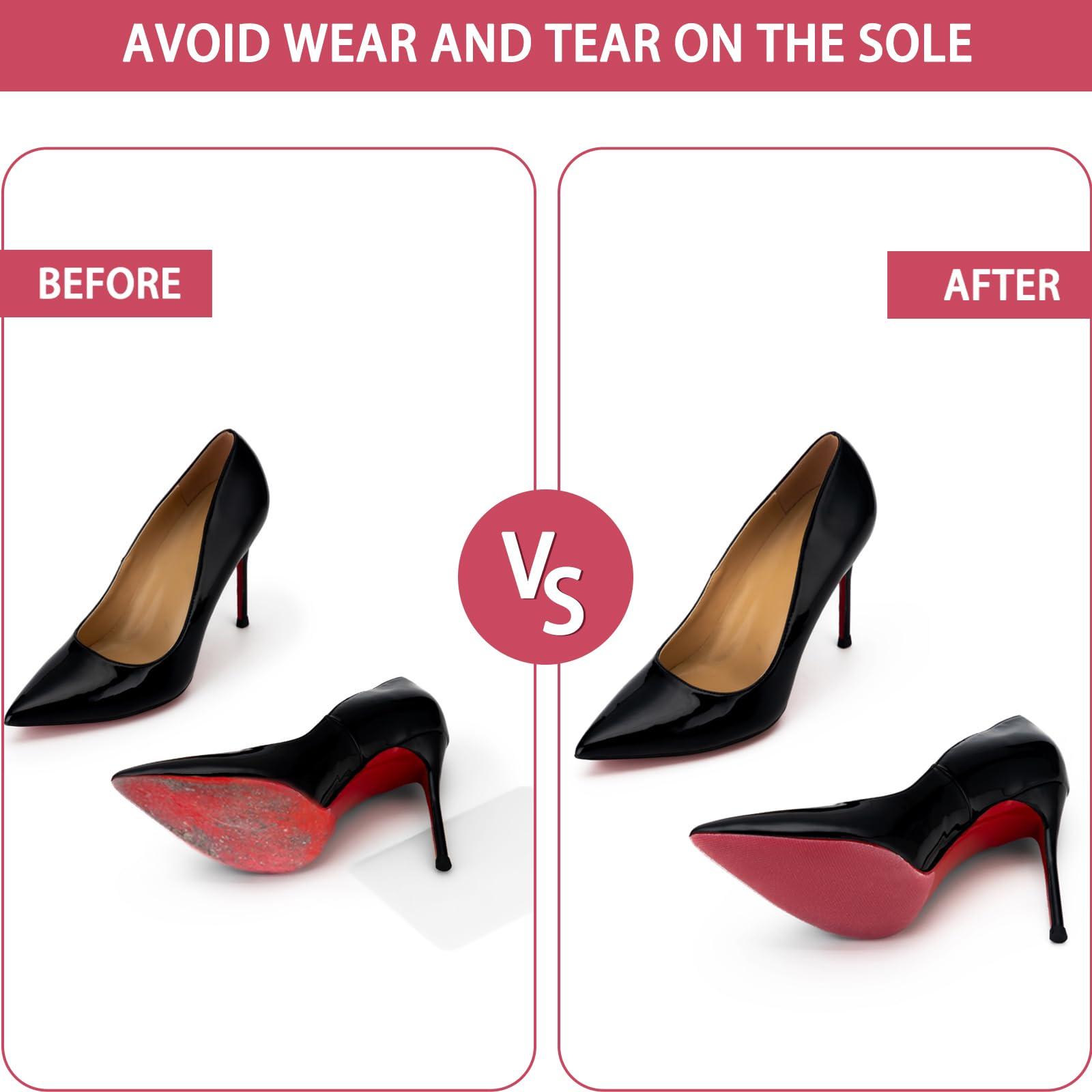 GADEBAO GADEBAO Shoe Sole Protector, 4 Pcs Self Adhesive Shoe Bottom Protector for High Heels, Silicone Anti Slip Shoe Grips on Bottom of Shoes, Sole Guard Non Slip Pads for Shoes (Medium, 6\" by 4\", Clear)