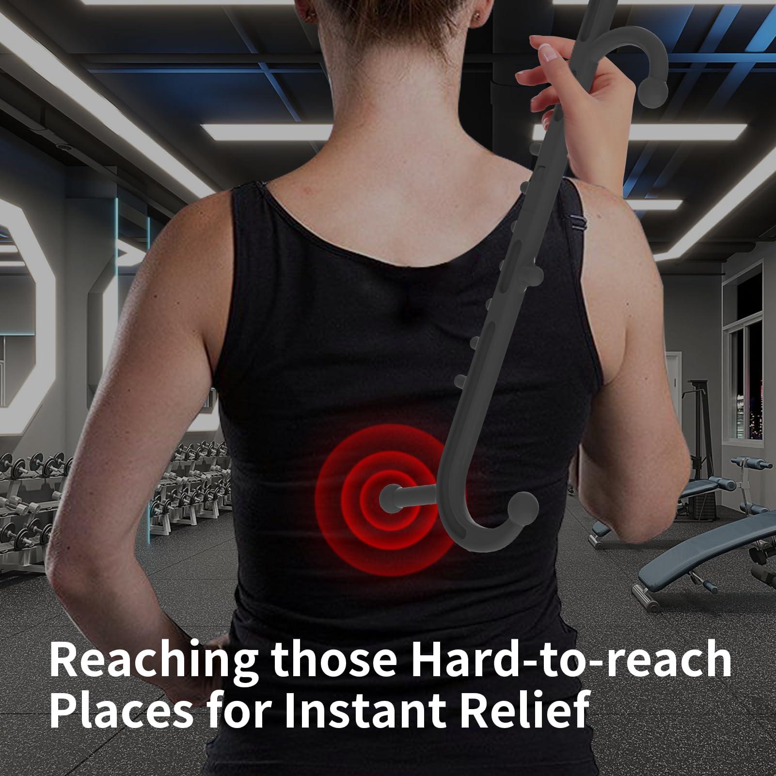 Cubetoou Cubetoou Back and Neck Massager for Pain Relief Deep Tissue, Upgraded Full Body Trigger Point Cane Massage Tools, Massage Stick Pressure Point Hook, Muscle Knot Remover Tool (Black)