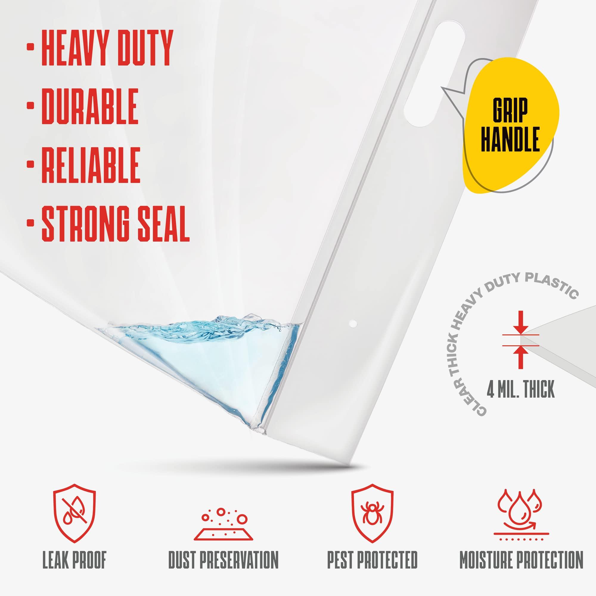 SHINY SELECT Extra Large Big 8 Gallon Jumbo Storage Bag Super Thick Clear Plastic Bags with Handle & Zipper Seal, 15 Bags Heavy Duty 4 Mil. Thick for Moving, Clothing, Beach, Art, Supplies, Towels