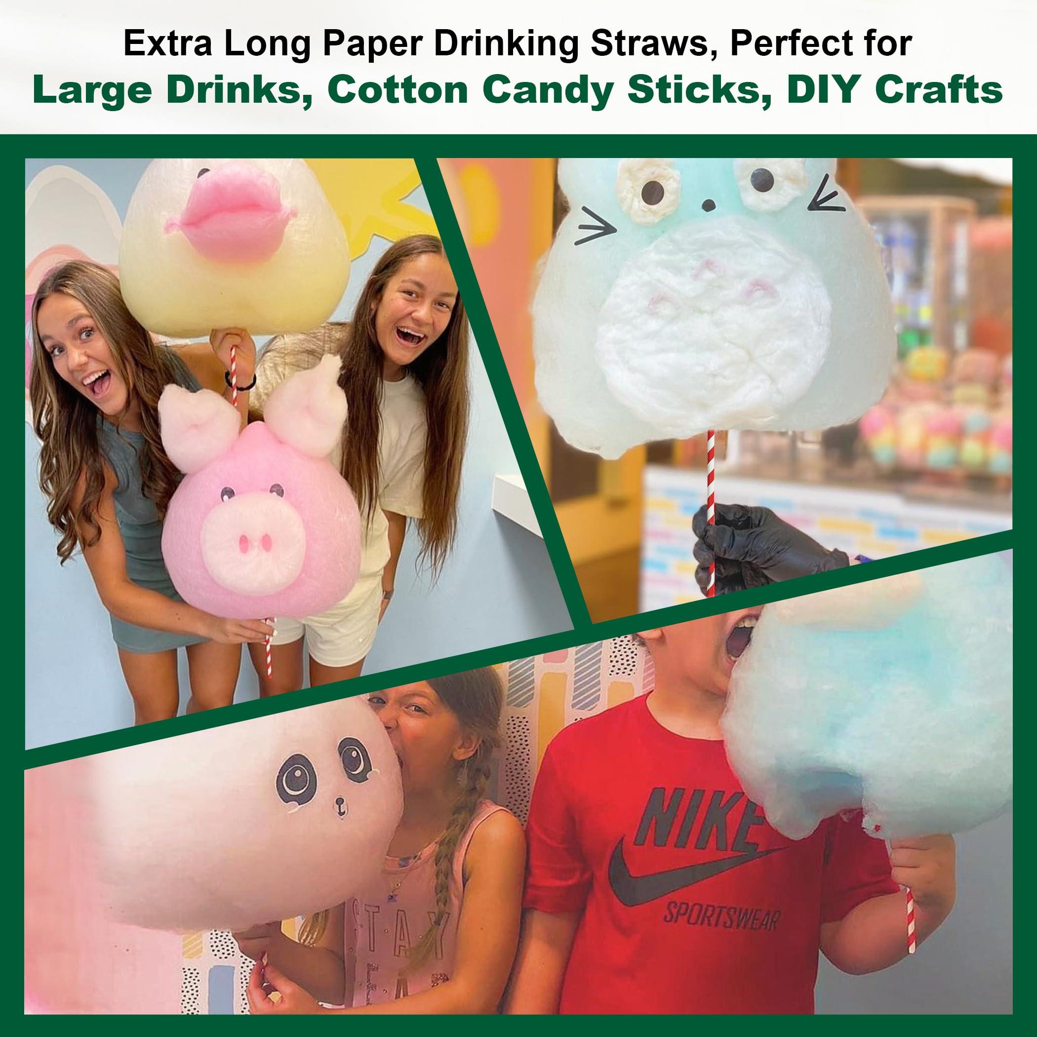 chunspak 18 Inch Extra Long Paper Drinking Straws - For Large Drinks, Cotton Candy Sticks, DIY Crafts - Red, 100 Counts- 100% Biodegradable