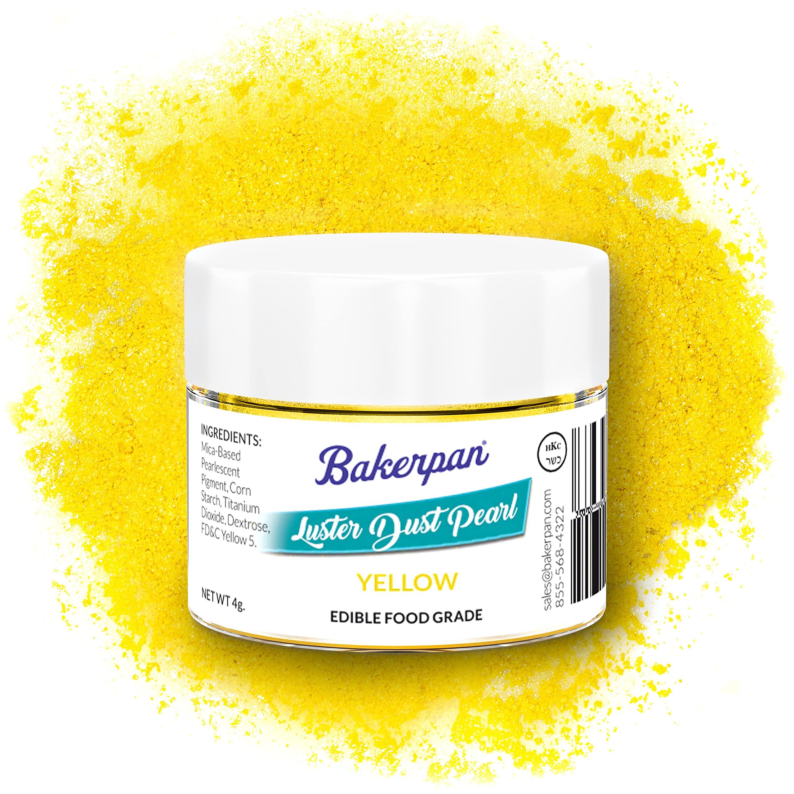 Bakerpan Bakerpan Pearl Luster Dust Edible, Yellow Edible Glitter for Cocktails, 4 Grams Edible Glitter for Cake Decorating, Cookies, Chocolates and Candies, Edible Glitter for Drinks