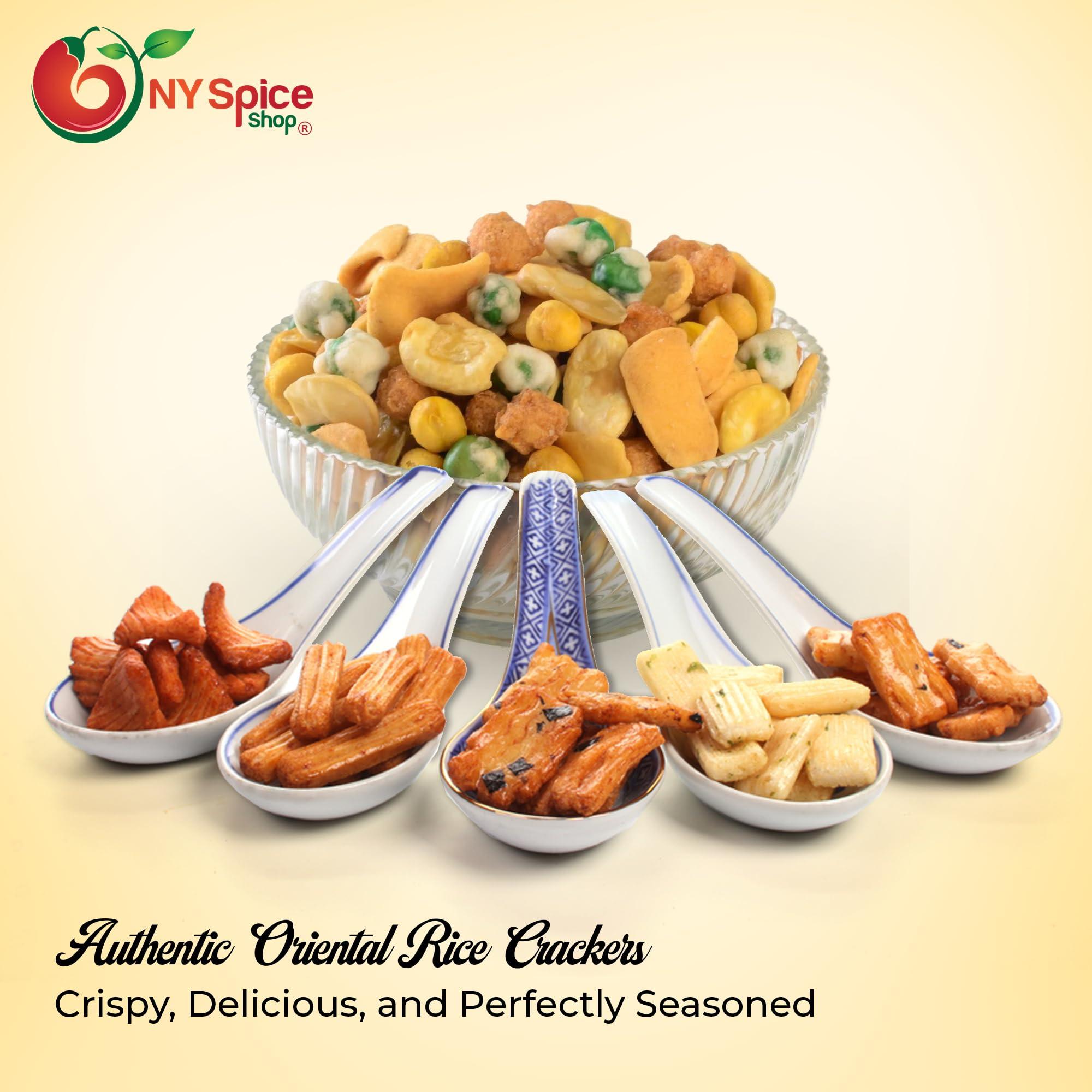 NY Spice Shop NY SPICE SHOP Oriental Rice Crackers 1 Pound (16 oz) Oriental Rice Cracker Mix Japanese Rice Crackers Oriental Snack Mix Party Rice Cracker