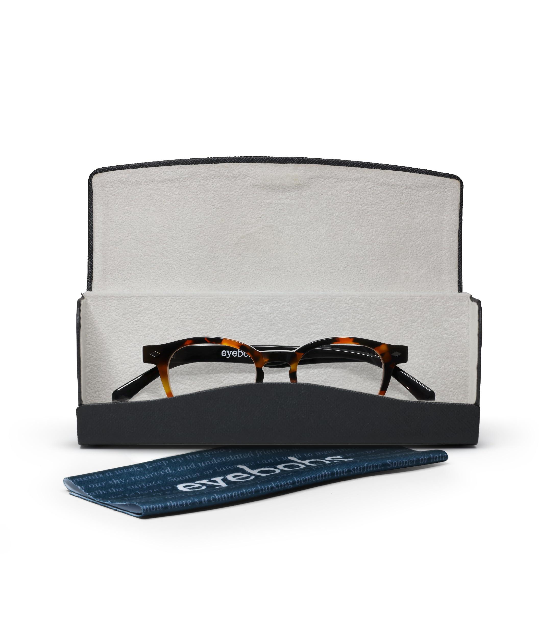 eyebobs eyebobs - Bitty Witty | Premium Reading Glasses for Men and Women | Round Frame for Narrow Faces, Black Granite, 1.00