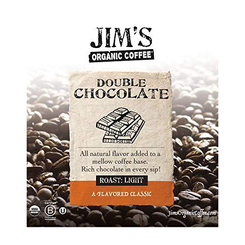Jim's Organic Coffee Jim’s Organic Coffee – Double Chocolate, All Natural Flavored Blend – Light Roast, Ground Coffee, 12 oz Bag