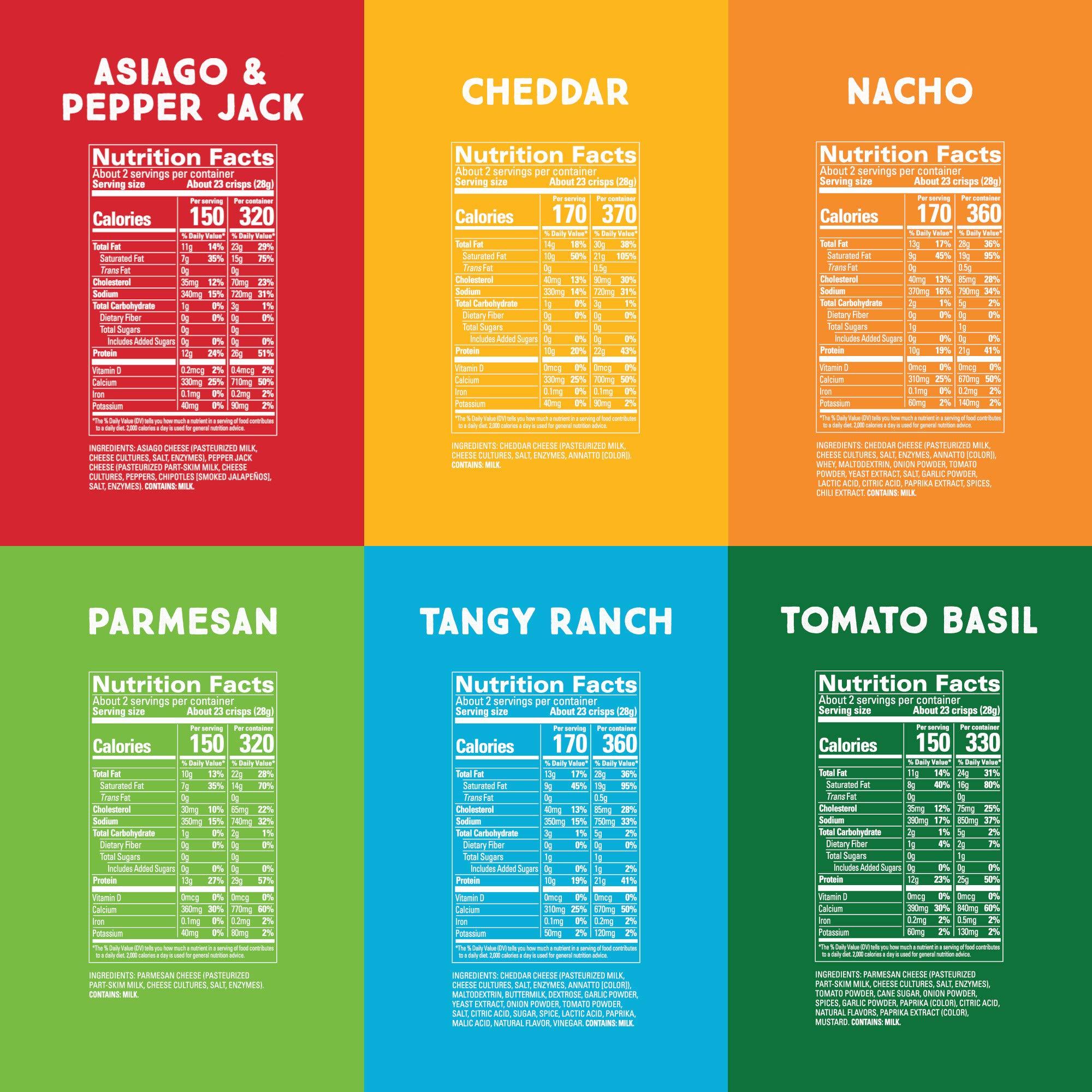 Whisps Whisps Cheese Crisps Variety Pack | Protein Chips | Healthy Snacks | Protein Snacks, Gluten Free, High Protein, Low Carb Keto Food, 6-Flavor Variety (2.12 Oz, 6 Pack)