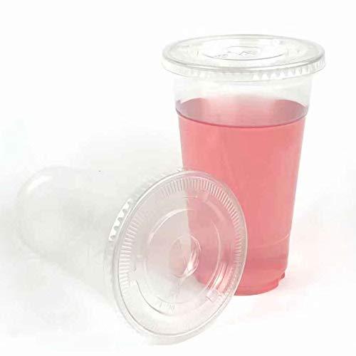 Royal Packaging suppliers 50sets 24oz. Plastic Ultra Clear Cups with Flat lids is for Cold Drinks Like iced Coffee, Bubble Tea, Frozen Cocktails, Water, Sosa and jucies