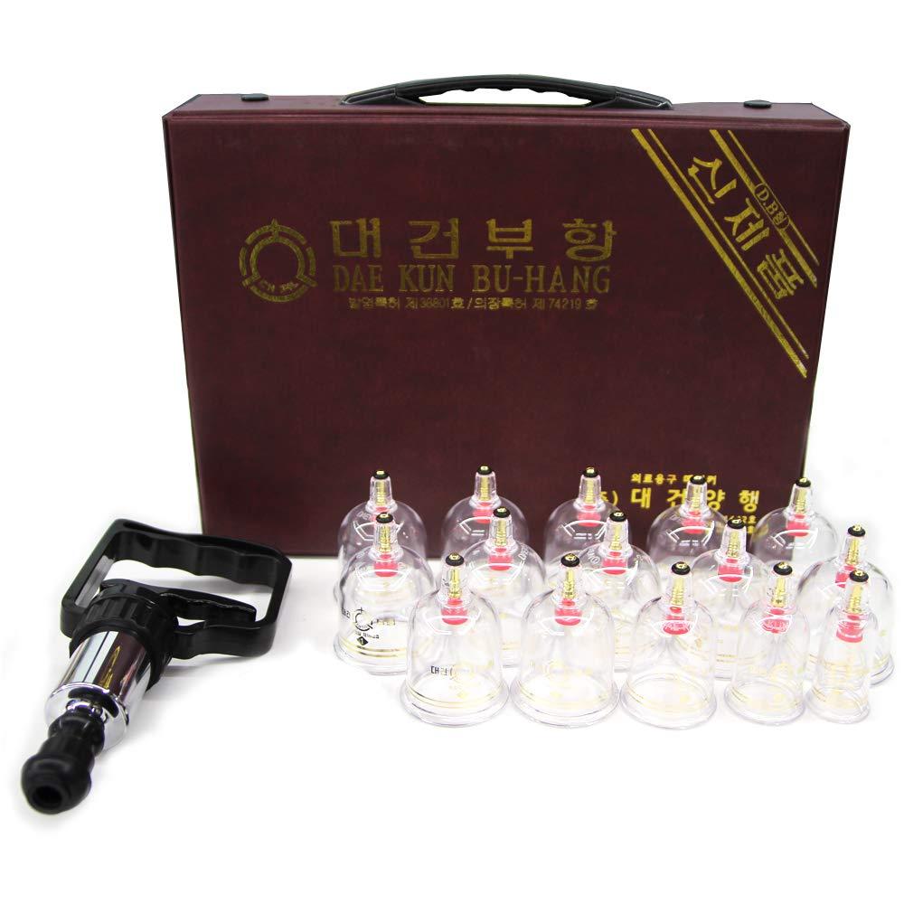 D.G Korea Daegun Plastic Air Vacuum Suction Massage Cup 15 PCS Full Set with Pump