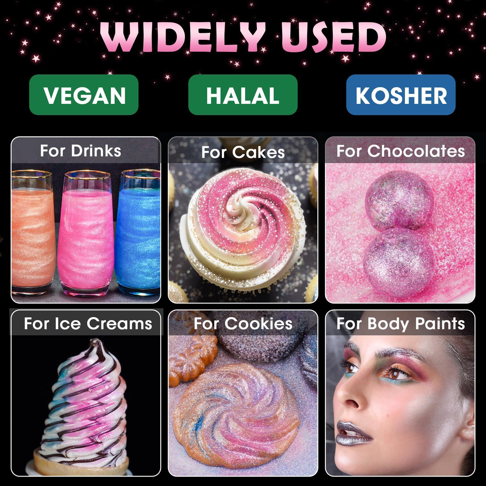 NiHome NiHome Edible Food-Grade Glimmer Powder Glitter Luster Dust Metallic Food Decorating Sprinkle Glimmery Dust for Drink Wine Beverage Cake Candy Dessert Bakery Restaurant Vegan (0.18oz/5g, Pink)