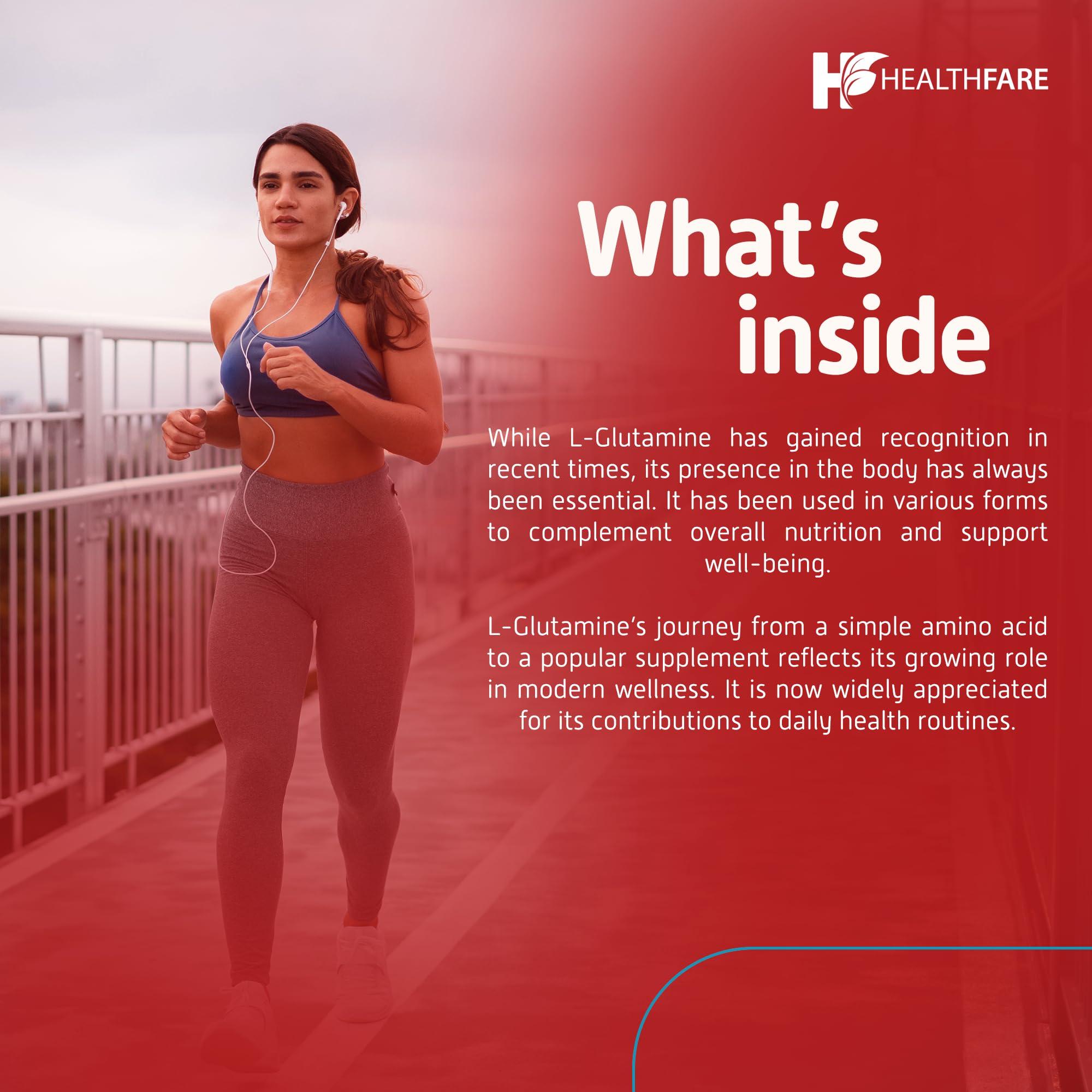 Healthfare HealthFare L-Glutamine 1000mg Capsules | 240 Capsules | Amino Acid Fuel for Gut & Muscle Health | Non-GMO | Gluten-Free | Support for Recovery & Wellness | Made in The USA