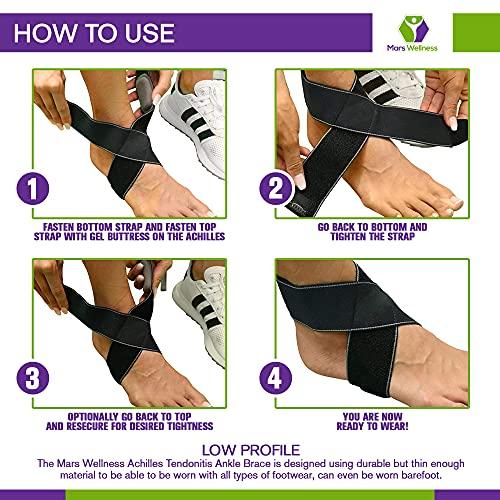 MARS WELLNESS MARS WELLNESS Achilles Tendonitis Support Ankle Brace - Plantar Fasciitis Relief - Gel Buttress Pad - All Day Achilles Tendonitis Relief - Large/X-Large