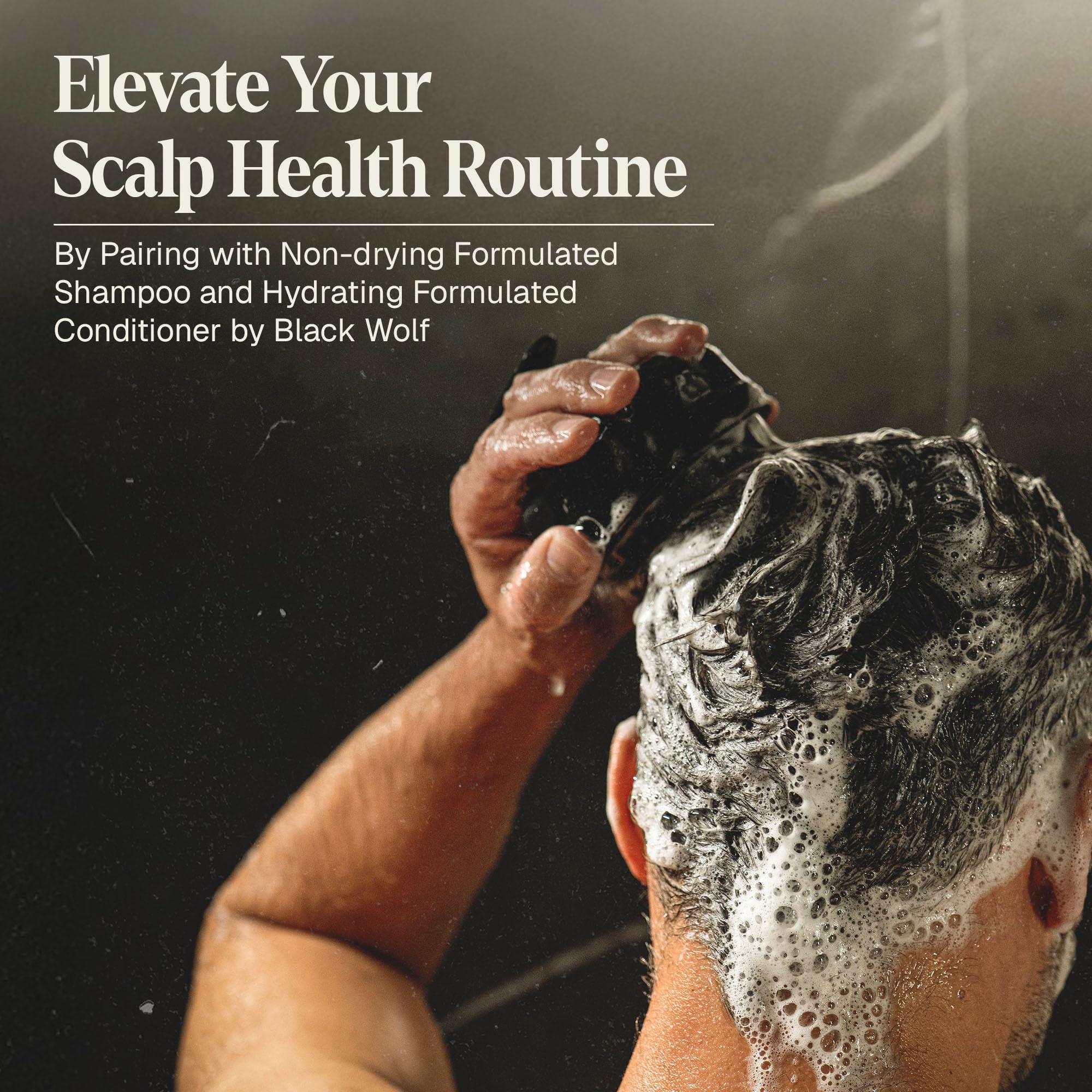 Black Wolf Black Wolf Sonic Scalp Scrubber - Electric Hair & Scalp Massager Brush with 3-Speed Oscillation - Rechargeable Shower Brush & Head Scrubber with Soft Silicone Bristles for Deep Clean & Exfoliation