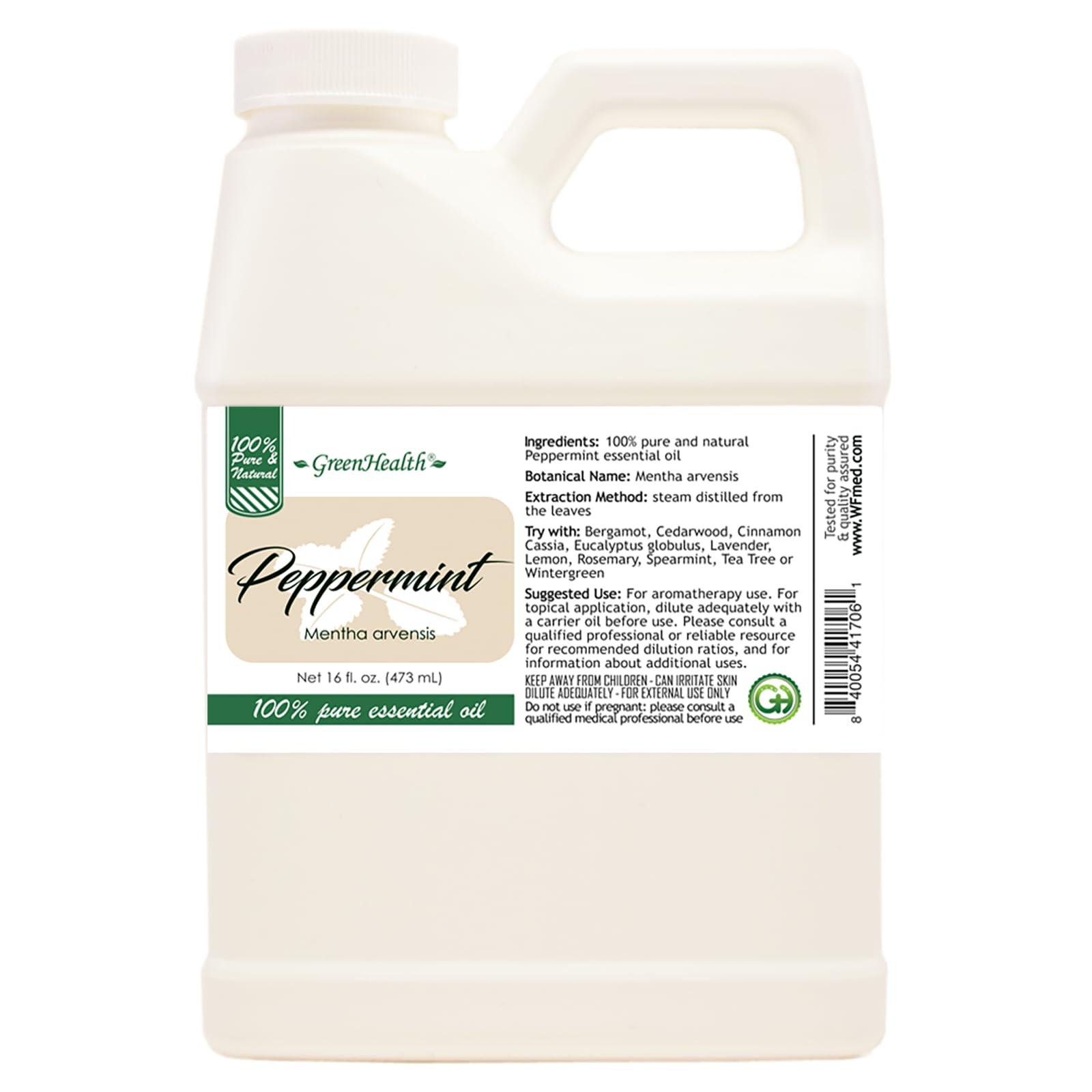 GreenHealth GreenHealth Peppermint Essential Oil 2 Pack (16 fl oz Each) 100% Pure & Uncut White Plastic Jugs Bulk Essential Oil for Diffusers, DIY, Cleaning