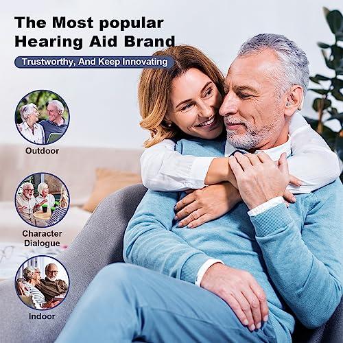 RUYIOER Behind-the-ear hearing aid for Seniors, hearing loss compensation amplifiers for adults, rechargeable noise reduction hearing aids (Brown)