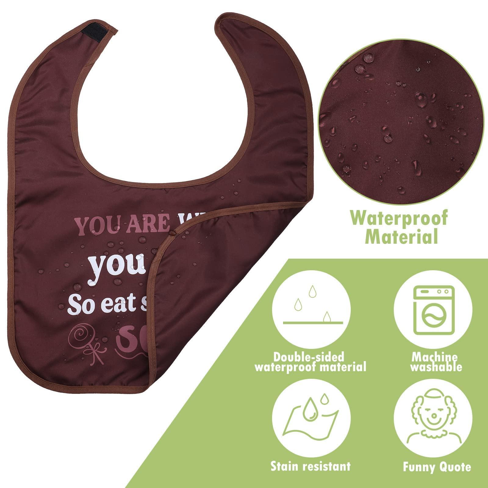 Eurzom 6 Pcs Funny Adult Bibs for Eating Washable Reusable Dining Clothing Protectors Waterproof Elderly Bibs for Men Women Adults Gag Gifts, 6 Designs